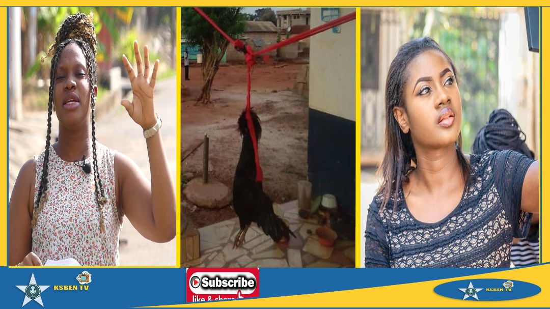 video:Mysterious chicken hanged with RED band in front of NPP office