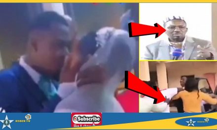 video:A pastor knocks a man in the head while he is kissing his bride on their wedding day.