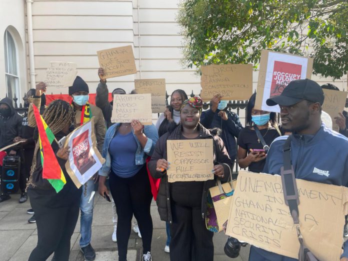 #OccupyJulorbiHouse protesters in London are rebuffed by Ghana’s High Commissioner to the UK.