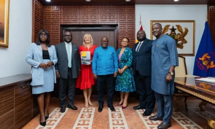 Oxford Business Group gives Akufo-Addo a copy of its most recent report.