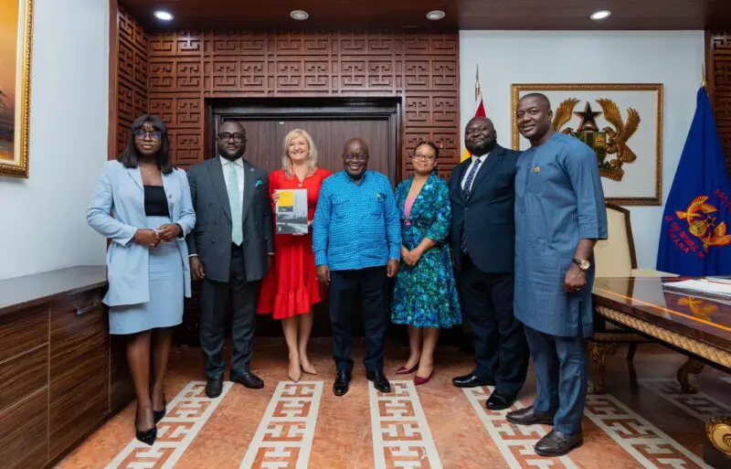 Oxford Business Group gives Akufo-Addo a copy of its most recent report.